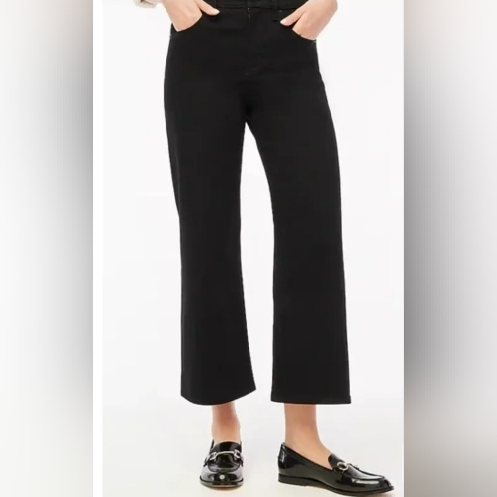 Nwt J. Crew Factory Wide Leg All Day Stretch Crop Jeans size 31 Tall Black